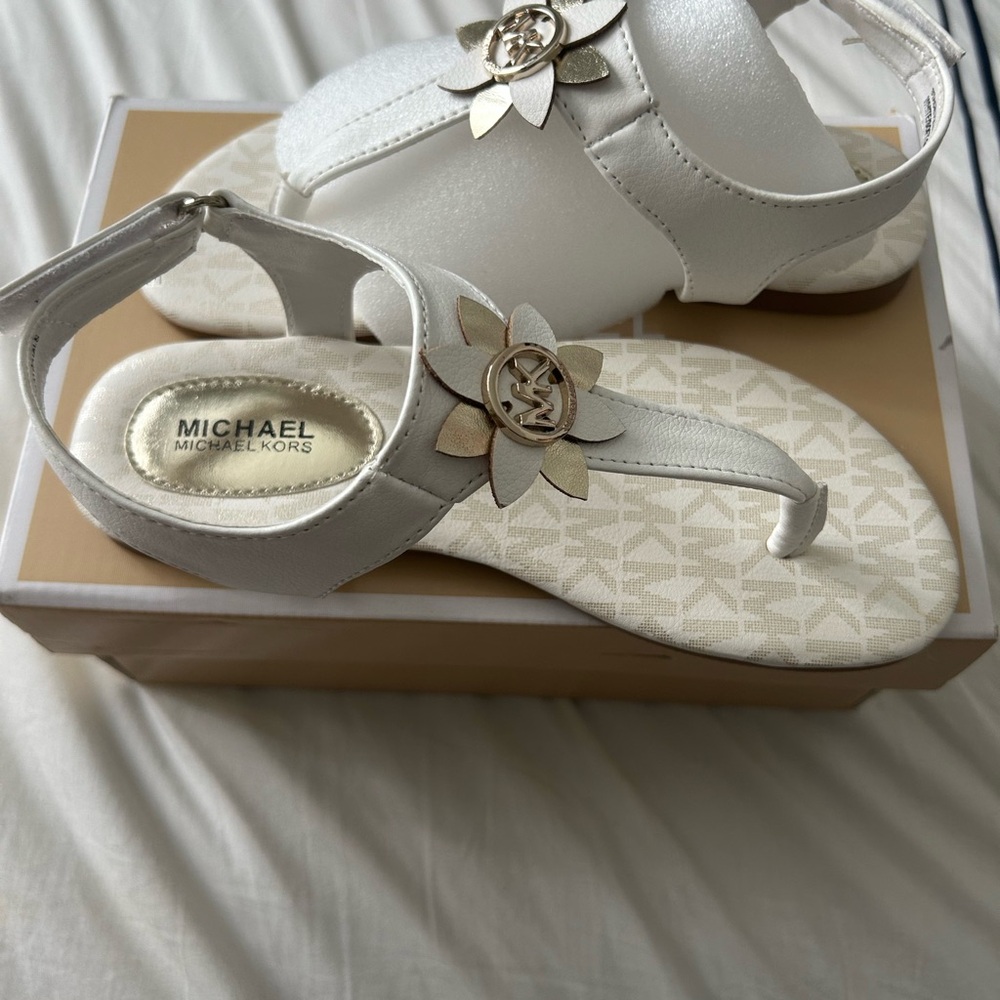 Michael Kors Cream Sandals with Floral Detail